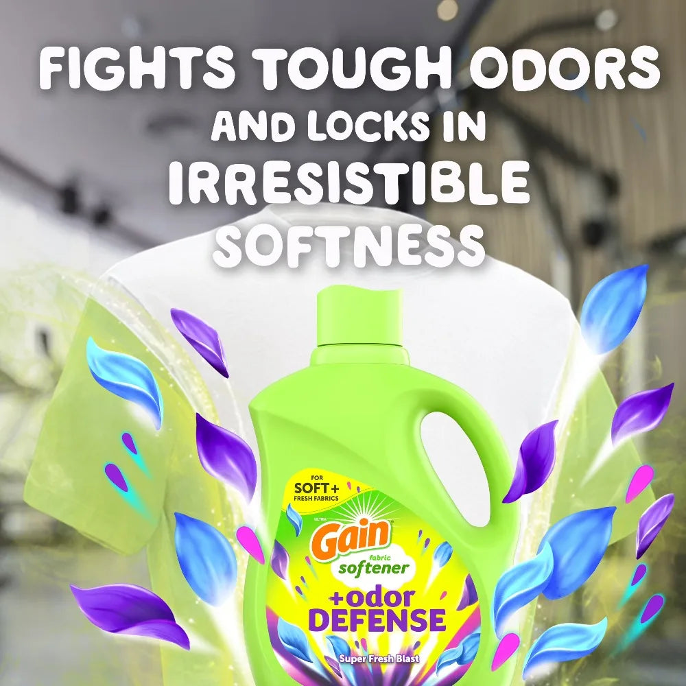 Gain Odor Defense Liquid Fabric Softener, Long Lasting Freshness & Odor Protection, Super Fresh Blast Scent, 35 fl oz, 48 Laundry Loads by S And B Enterprise