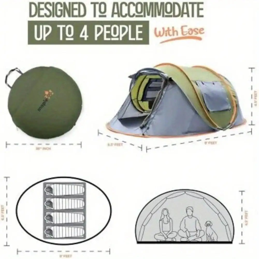 Pop Up Camping Tent With Two Doors Waterproof UPF50