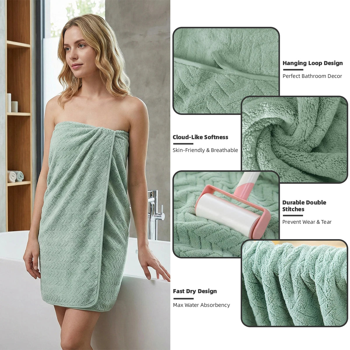 12-piece mint green towel set by S And B Enterprise; includes 2 bath, 4 hand, 6 face towels; soft and absorbent.