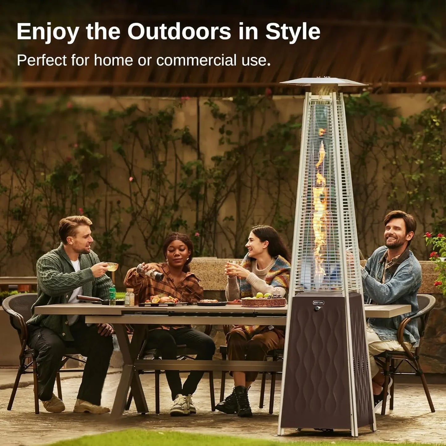 Pyramid Patio Heater Propane Outdoor With Wheels And Triple Safety