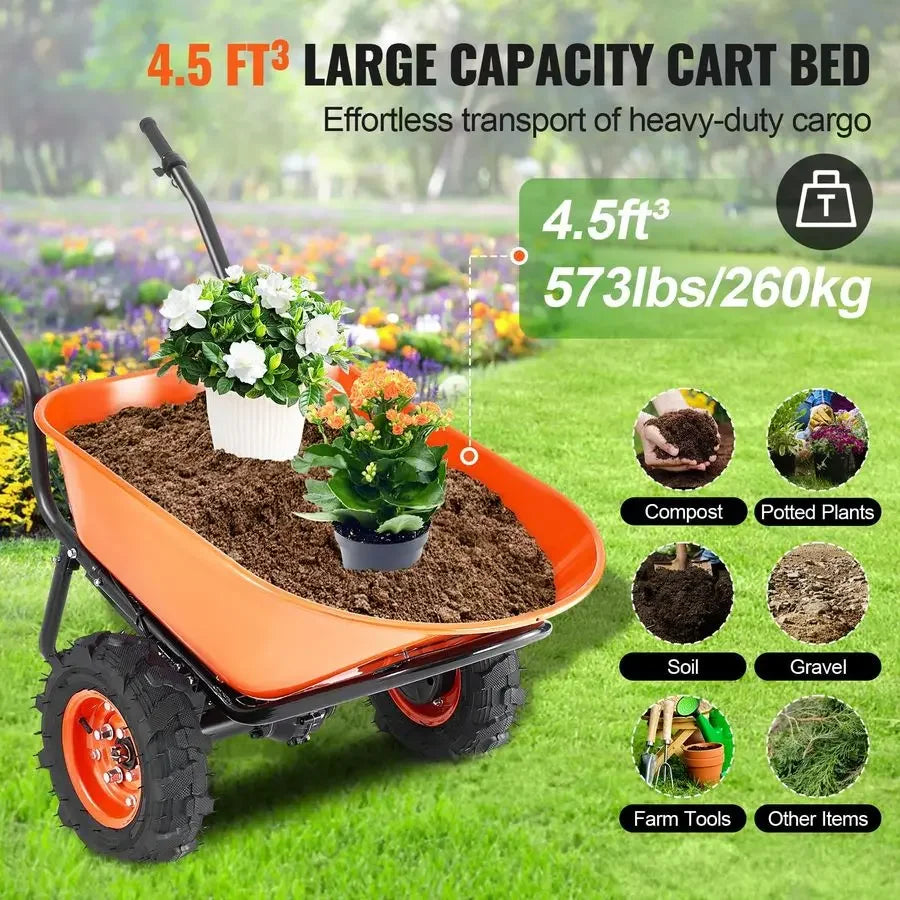 XMSJ Electric Wheelbarrow Cart 500W Garden Dump Wagon by S And B Enterprise