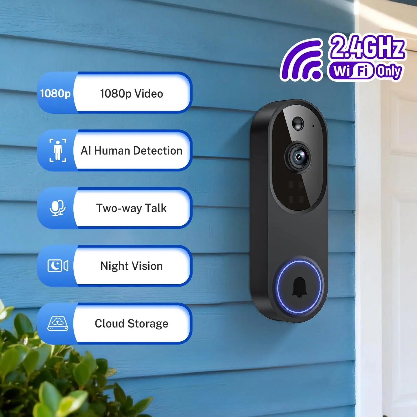 Wireless Video Doorbell With Two-Way Audio And AI Motion Detection by S And B Enterprise