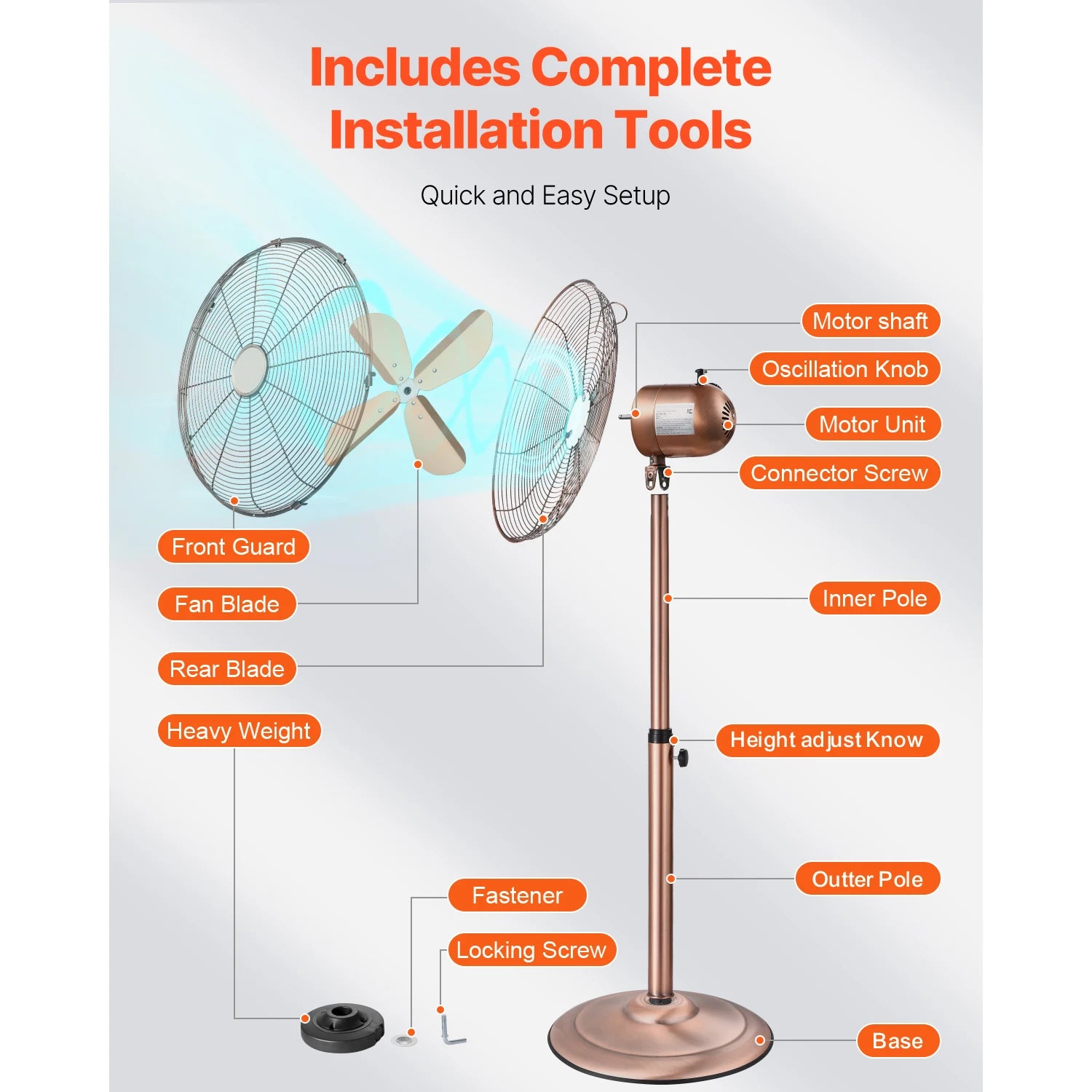 SucceBuy Industrial Pedestal Fan 16/18/24 Inch 75-Degree Oscillating Fan Height Adjustable Standing Fans with 3 Adjustable Speed by S And B Enterprise