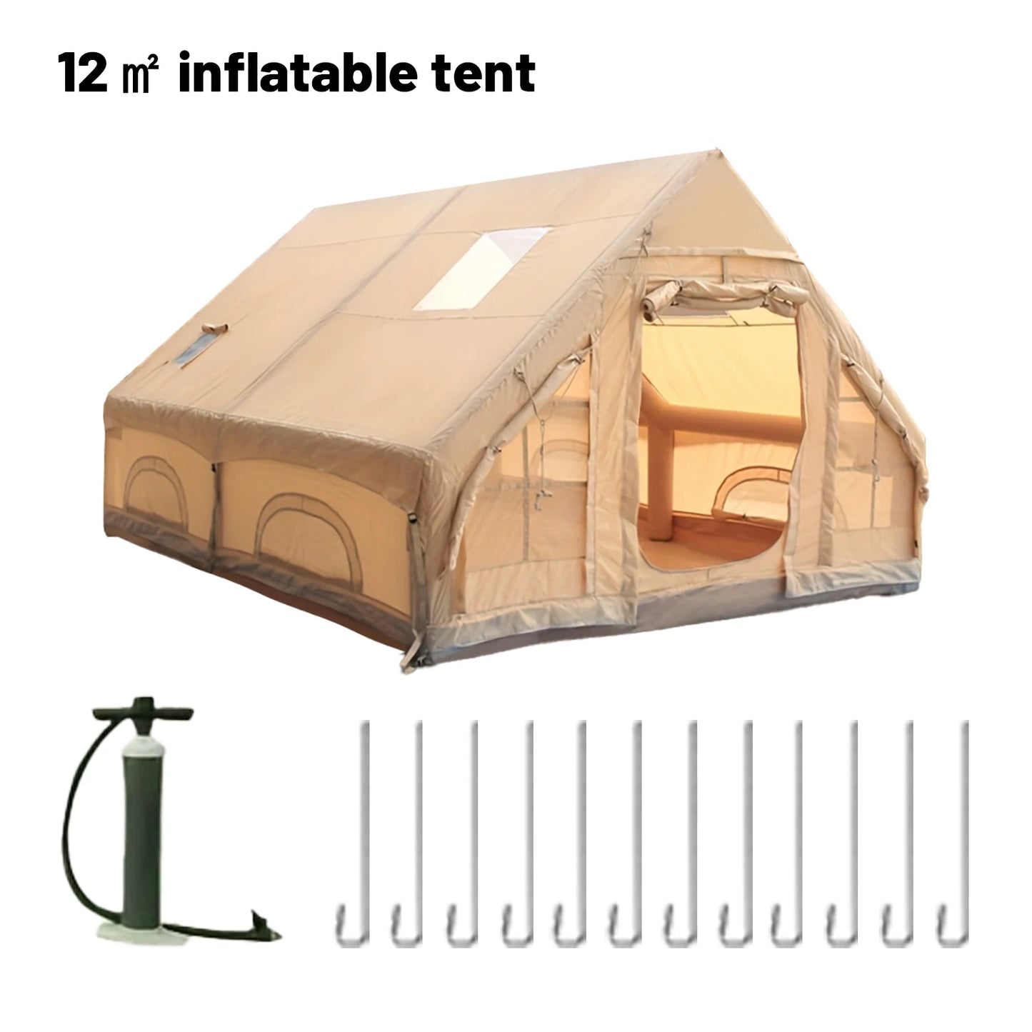 Pakicetus Inflatable Family Camping Tent With Stove Plug by S And B Enterprise