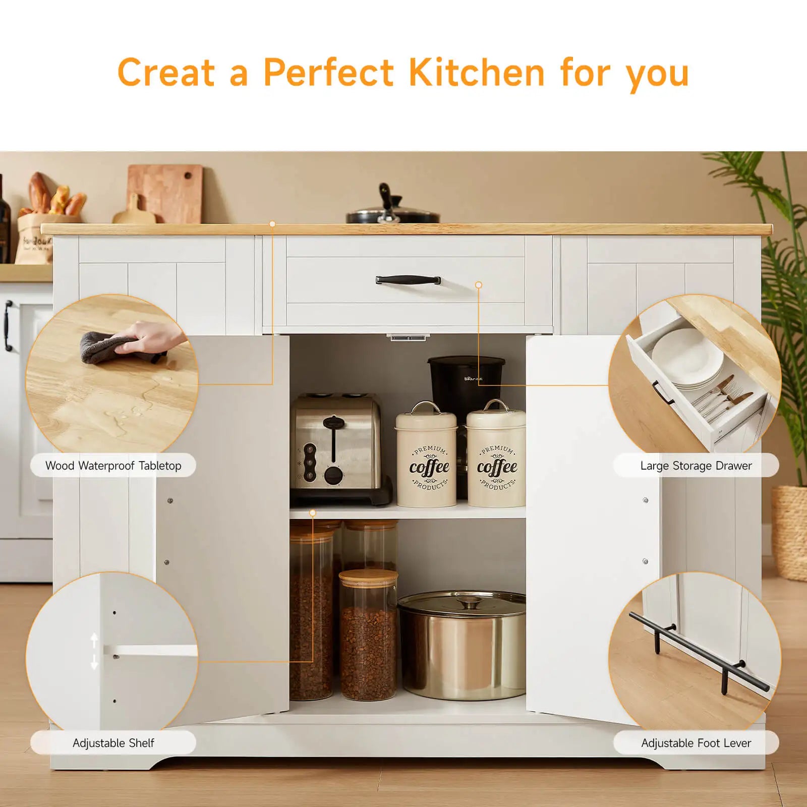 ONBRILL Stationary Kitchen Island With Storage And Two Chairs by S And B Enterprise
