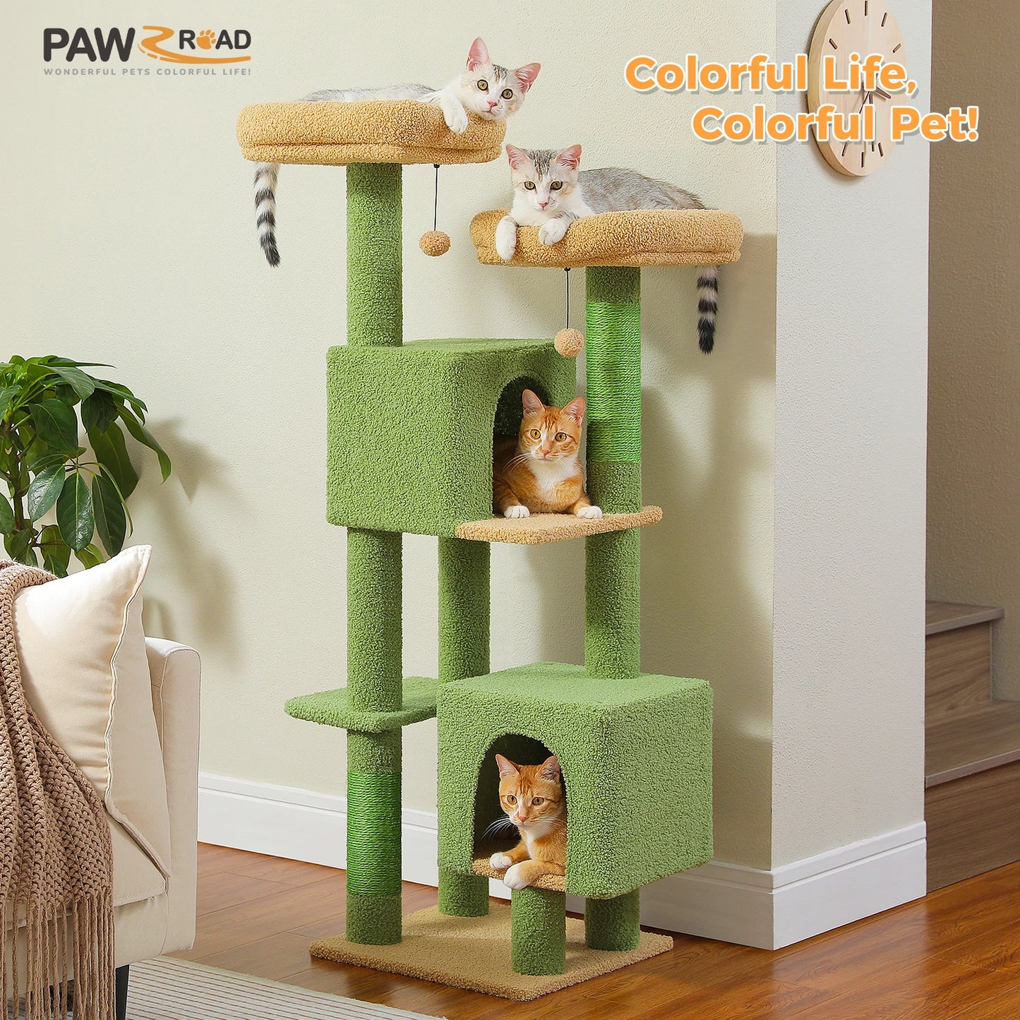 PAWZ Road Cactus Cat Tree Indoor Cat Tower Scratching Posts