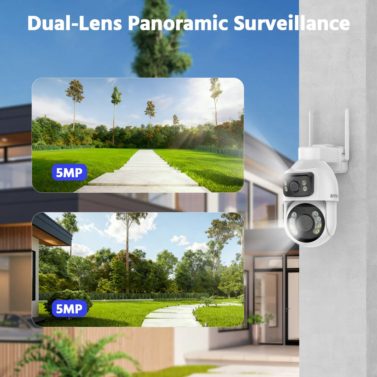ANNKE WCD1012 10MP Dual-Lens PTZ Security Camera 12X Zoom Wifi Camera AI Human Tracking 1/2/4 PCS 2.4G Wireless Camera Outdoor