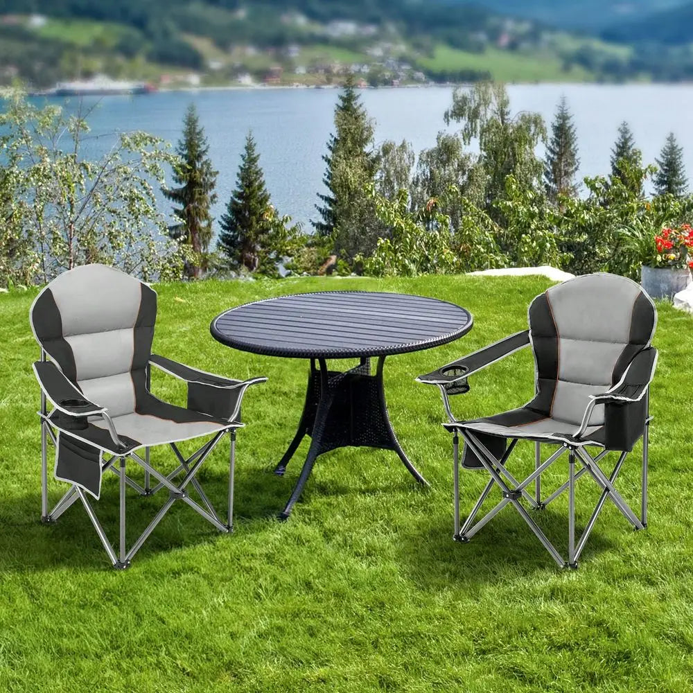 Heavy Duty Camping Chair With Cup Holder And Cooler Bag