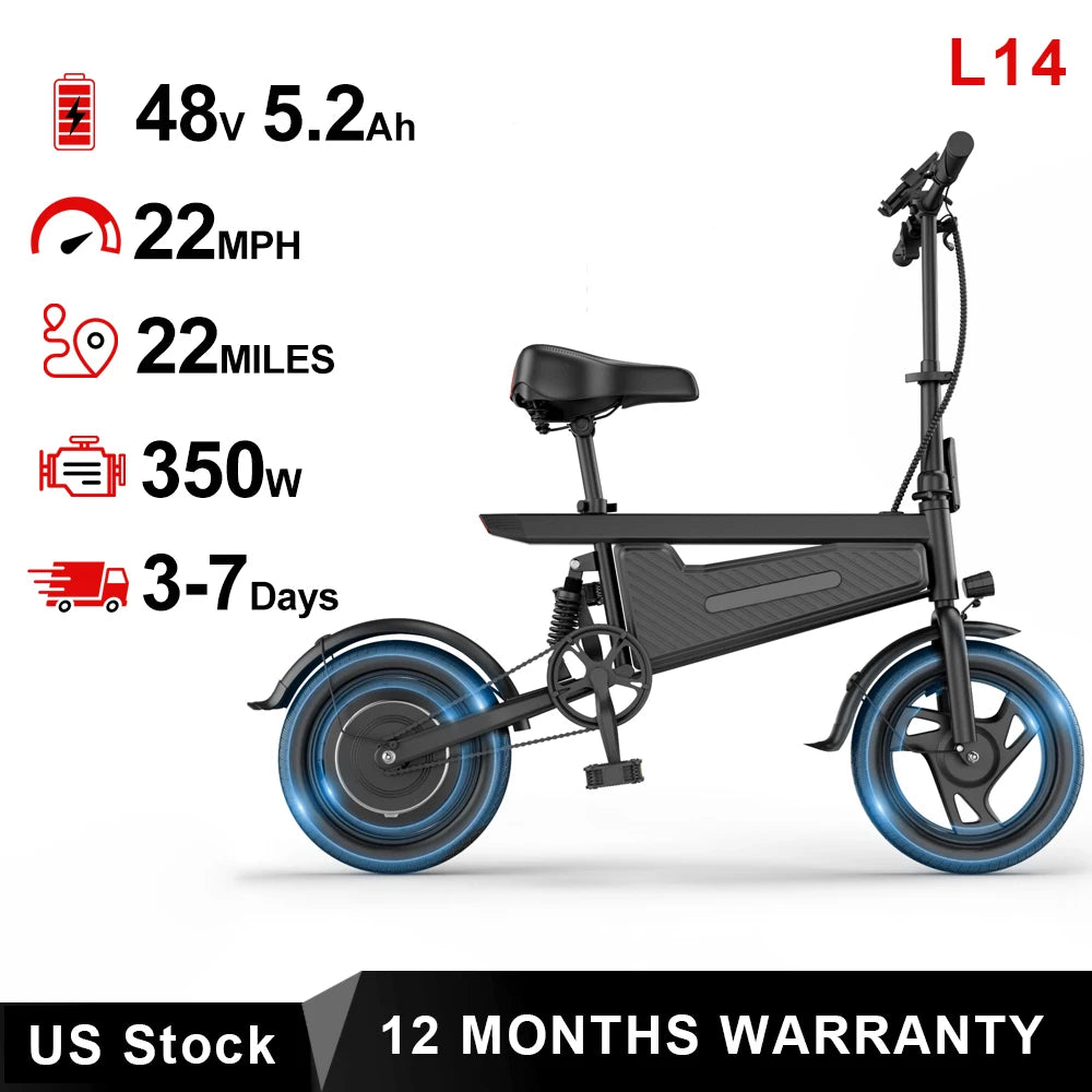 AOVOPRO Foldable Electric Bike EB60 350W 48V Battery