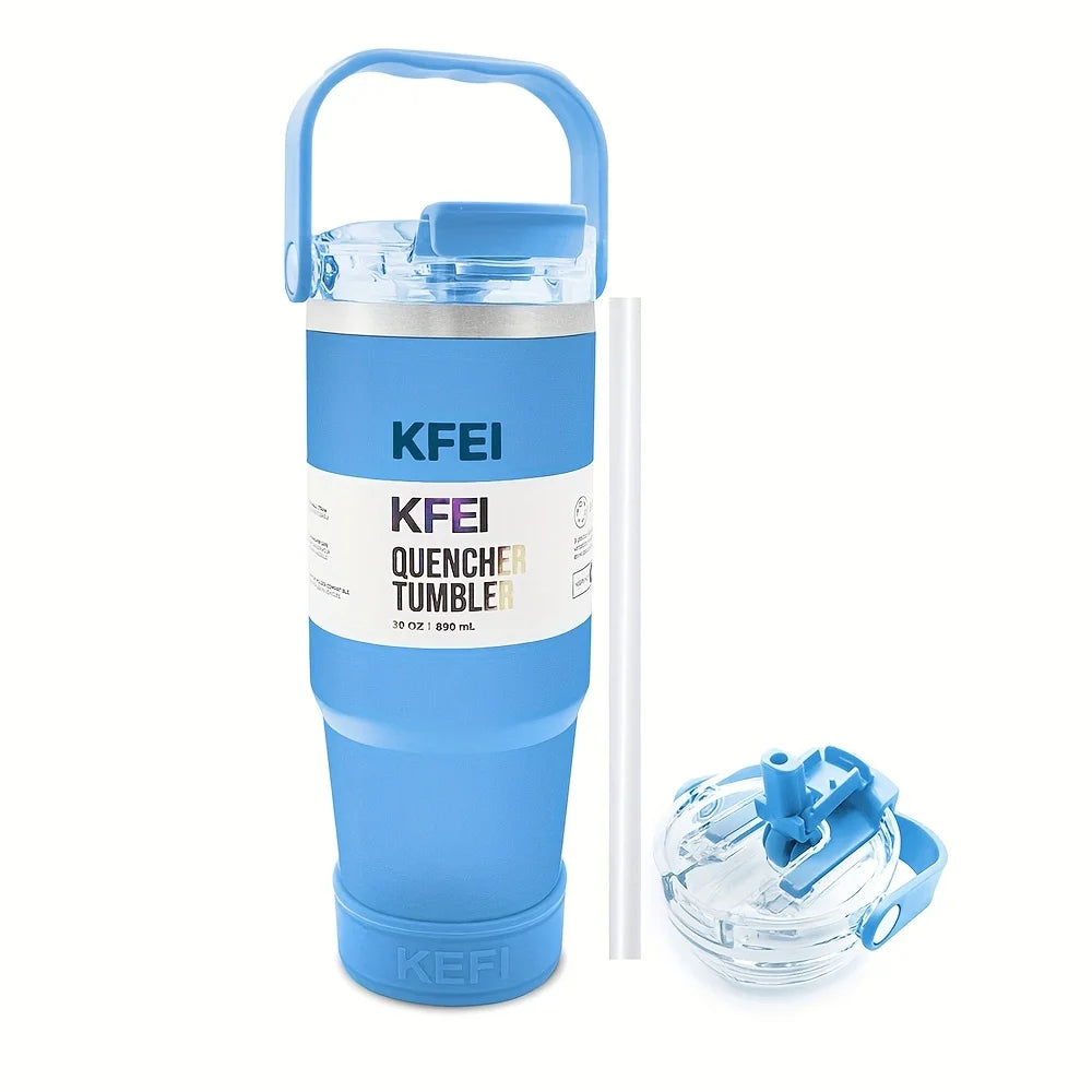 1PCS 30oz Solid Color Double Wall Stainless Tumbler, with Lid And Straw, Keep Warm 12h And Ice 24h, Insulated, Outdoor Stainless by S And B Enterprise