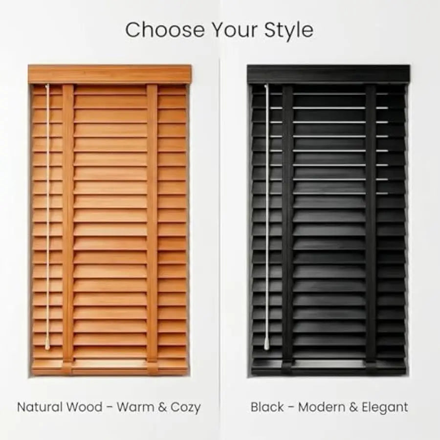 2" Real Wood Blinds Cordless 35x36in 35x48in 35x 60in, Horizontal Window Blinds for Kitchen Bathroom, Privacy Room Darkening Woo by S And B Enterprise