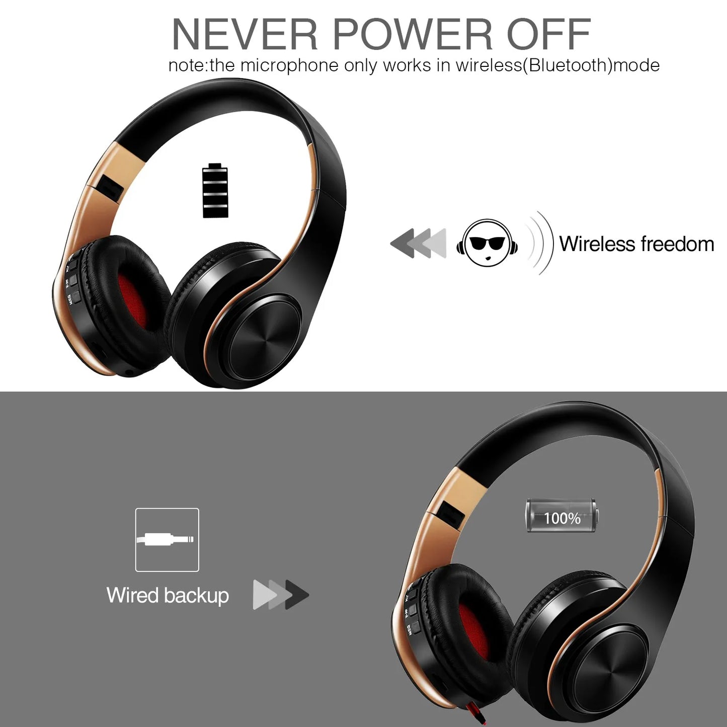 CATASSU Hifi Bluetooth Earphones With Mic And SD Card