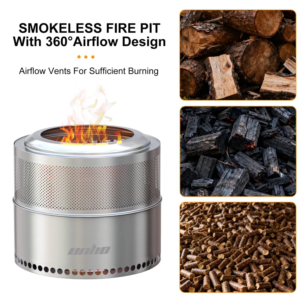 Smokeless Fire Pit For Wood Burning Stainless Steel Camping Stove