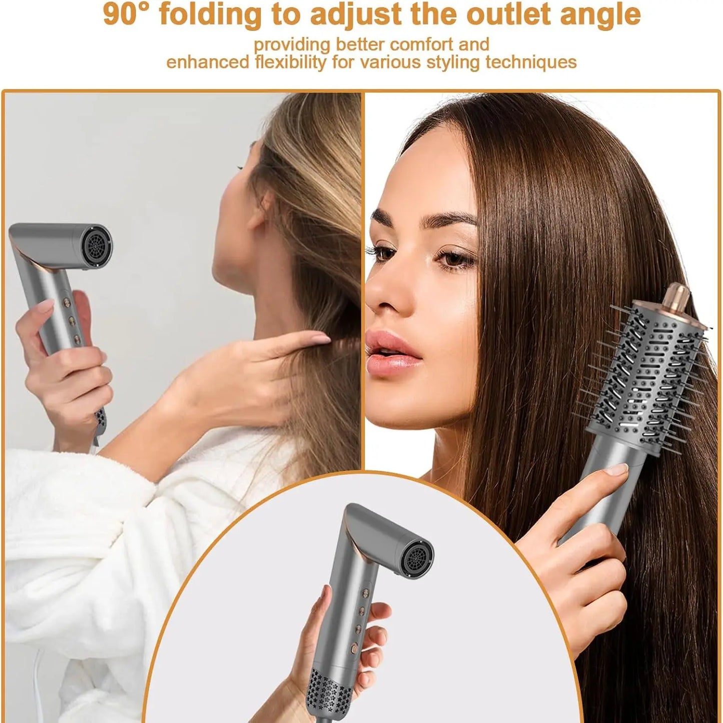 8 in 1 Handle Foldable Hair Dryer Portable Multifunctional Home Hair Dryer Folding Styling Comb Multi Hair Styler Hair Care