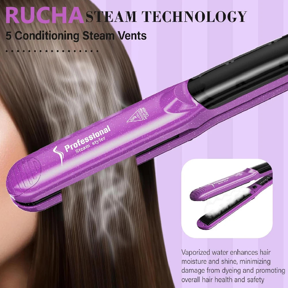 RUCHA Steam Hair Straightener With Ceramic Plate For Salon Use