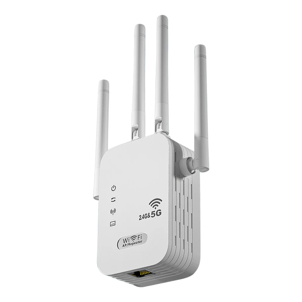 1200Mbps Wireless WiFi Repeater with WAN/LAN Port Dual-Band 2.4GHz/5GHz WiFi Signal Amplifier 4 Antennas WiFi Enhancer for Home