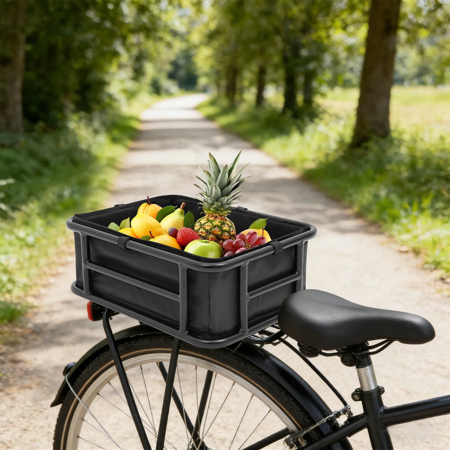 42x32x15cm/32.5x28.5x15cm Bicycle Basket Rear Bike Basket with Luggage Net and Basket Inner Liner 27kg/60 lbs Load-bearing Capacity by S And B Enterprise