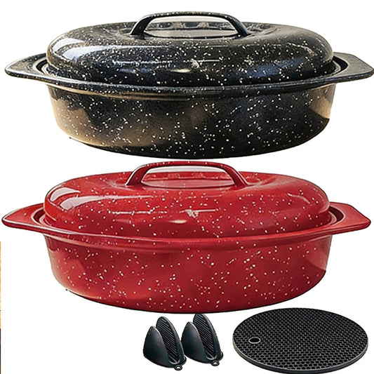 Oval Roaster With Lid Enameled Steel 7 Lb Poultry Capacity by S And B Enterprise