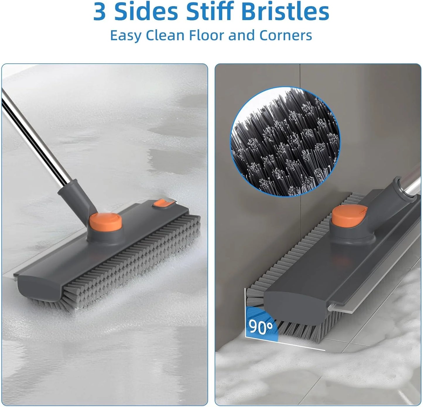 Floor Scrub Brush With Long Handle 3-In-1 Heavy Duty Scrubber by S And B Enterprise