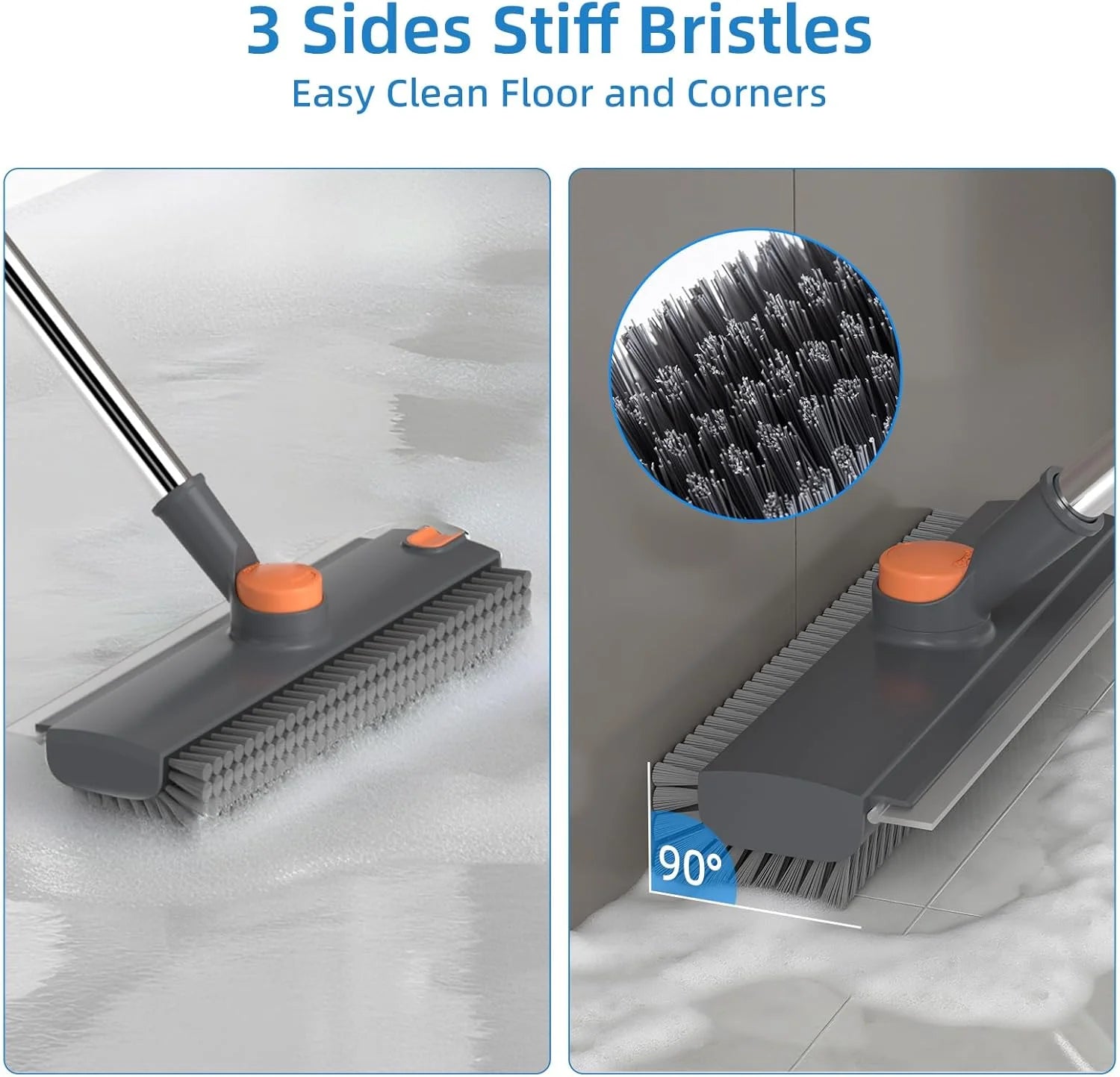 Floor Scrub Brush With Long Handle 3-In-1 Heavy Duty Scrubber by S And B Enterprise