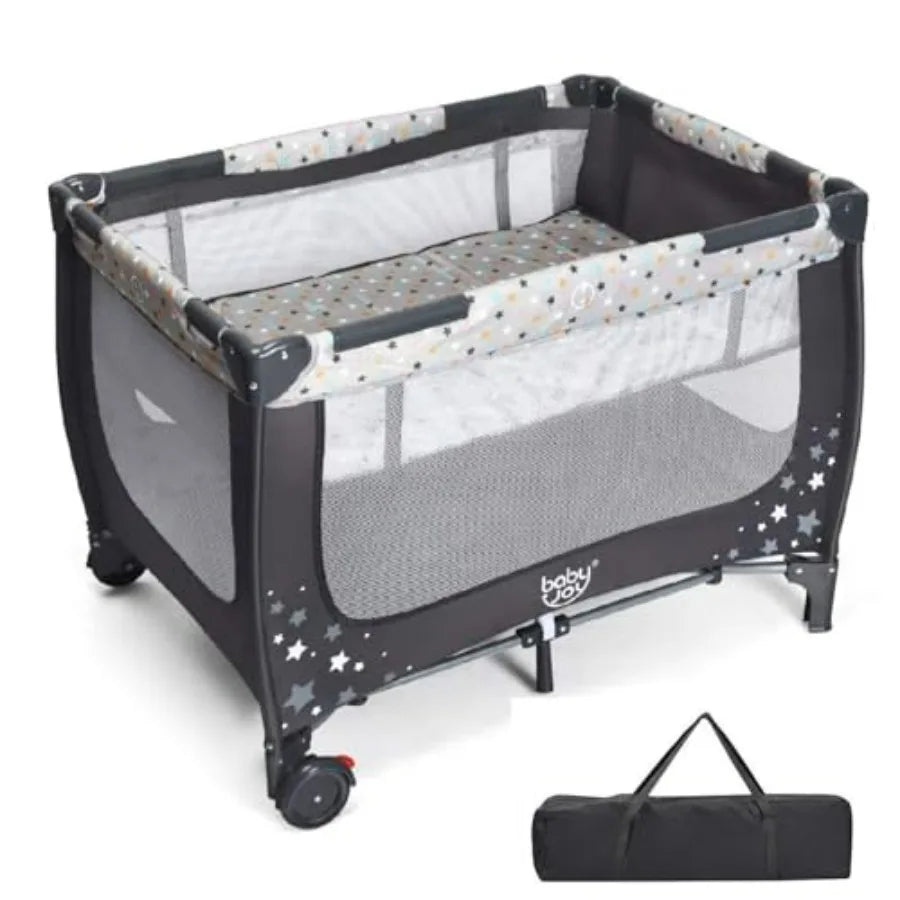 Portable Baby Playard With Bassinet Foldable Playpen Lightweight
