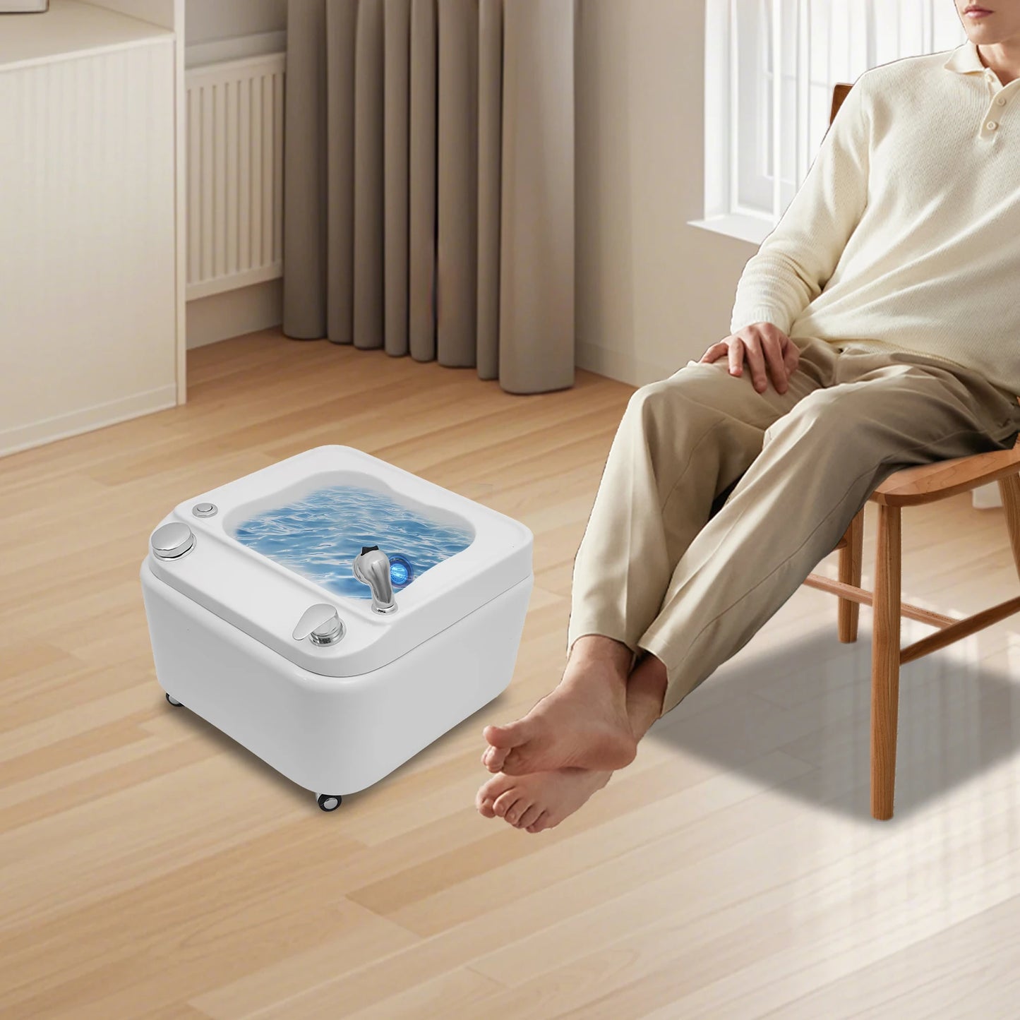 Bymaocar Acrylic Footbath With Massage And LED Light Spa Tub