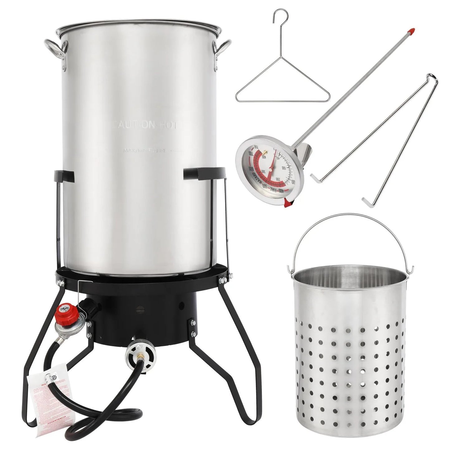 50 QT Stainless Steel Turkey Deep Fryer Pot Set Pot Holders & Basket for Seafood by S And B Enterprise