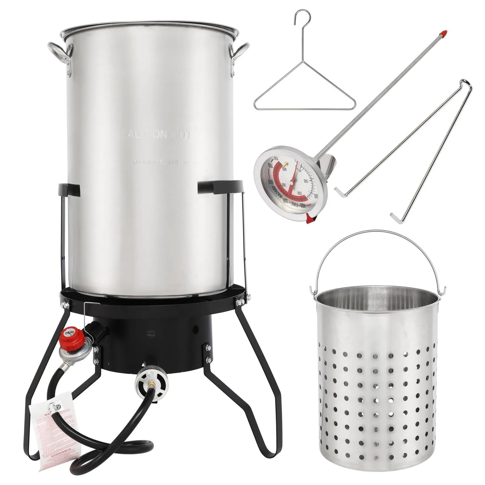50 QT Stainless Steel Turkey Deep Fryer Pot Set Pot Holders & Basket for Seafood by S And B Enterprise