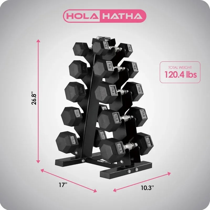 Hexagonal Dumbbell Set With Rack For Home Gym Durable