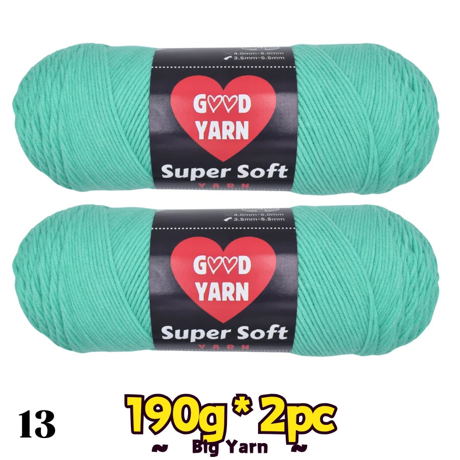 Velvet yarn skeins in teal, Good Yarn Super Soft by S And B Enterprise, 400g total (two skeins)