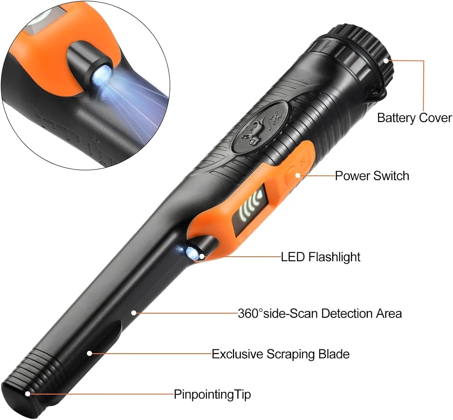Fully Waterproof LCD Display Handheld Pinpointer Metal Detector with LED Flashlight 3 Alert Mode 360 Degree Searching Small Pin by S And B Enterprise