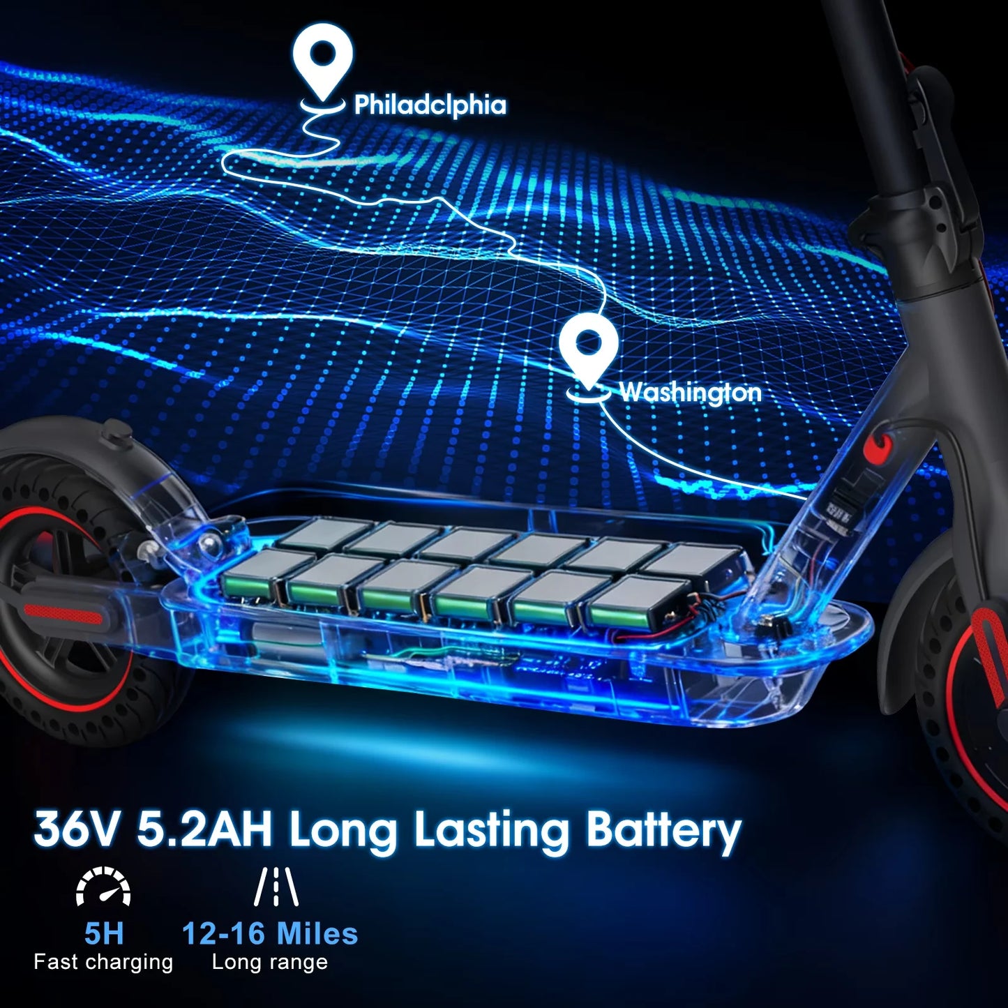 350W Electric Scooter for Adults 19mph Top Speed 21 Miles Max Range Foldable E-Scooter with 8.5'' Tires Double Shock System APP Control by S And B Enterprise