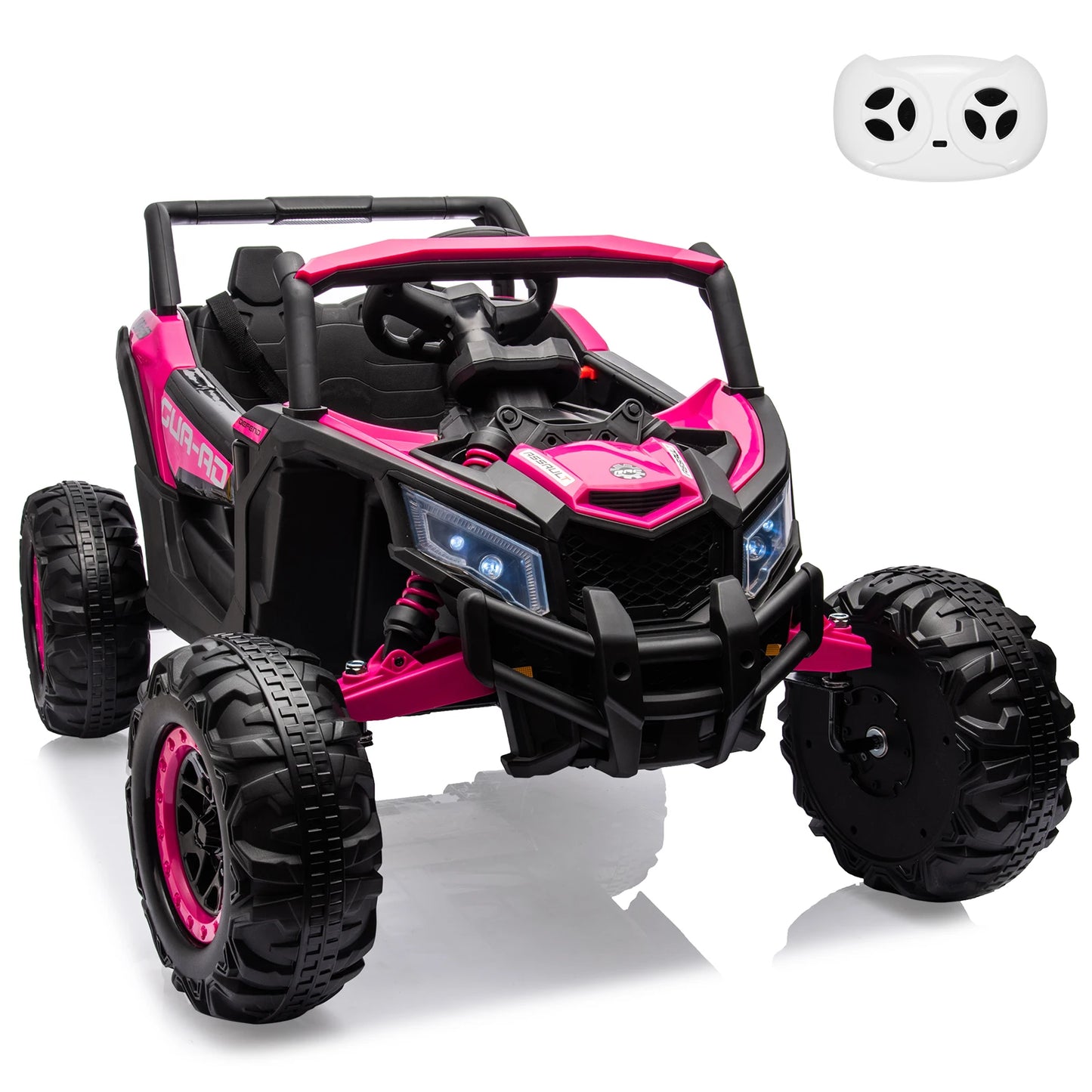 S And B Enterprise 24V Kids Ride-On UTV pink 2-seater with dual 200W motors, LED lights, USB music