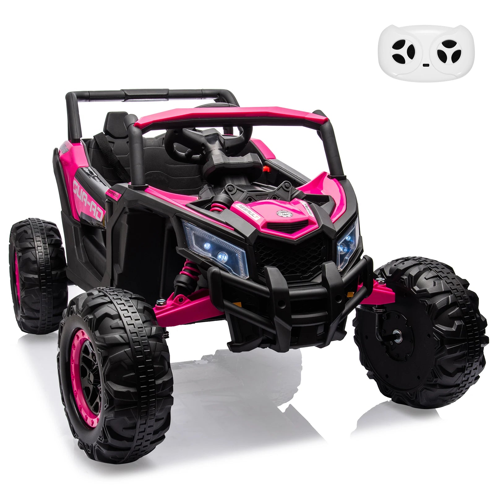 S And B Enterprise 24V Kids Ride-On UTV pink 2-seater with dual 200W motors, LED lights, USB music