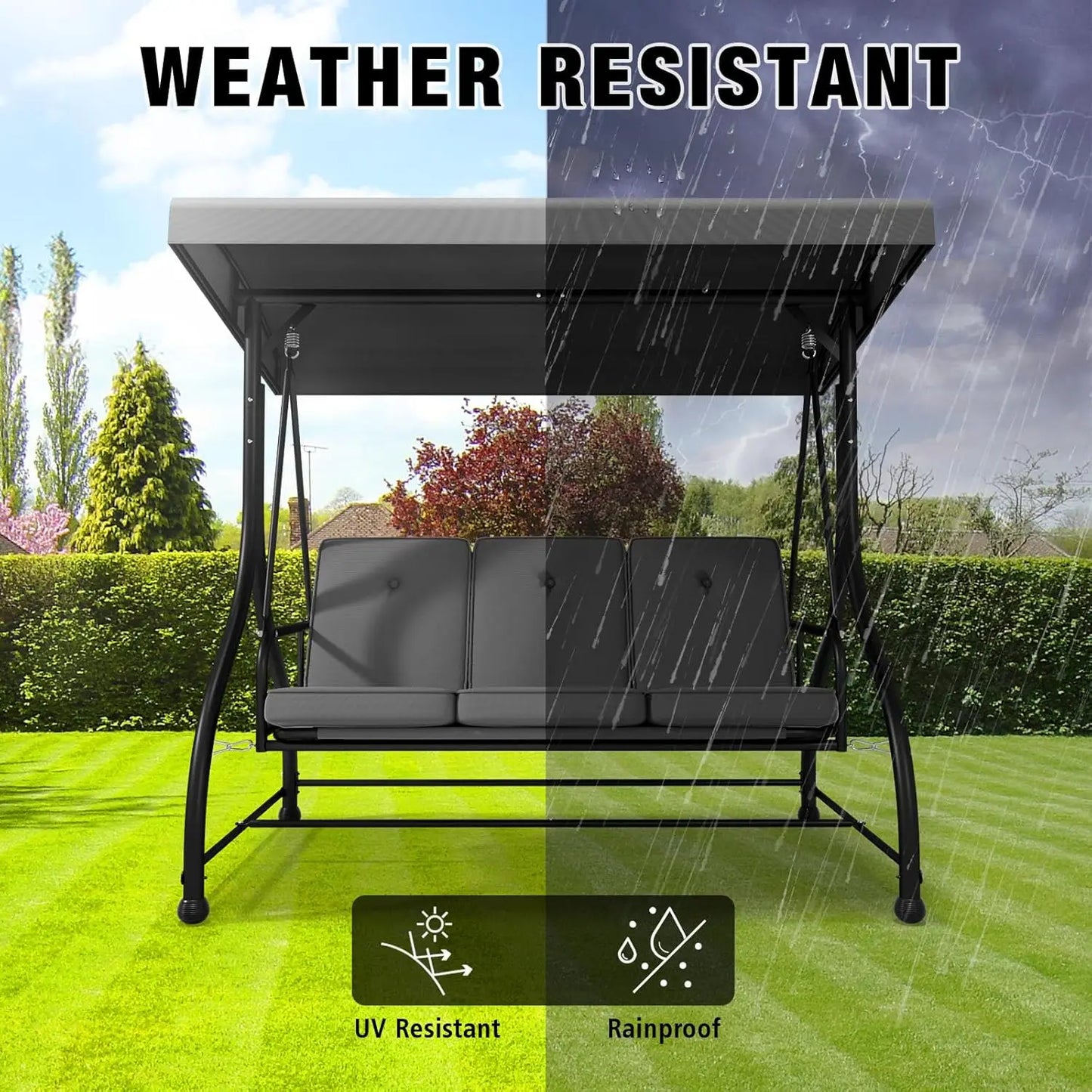 Outdoor Patio Swing Chair With Adjustable Canopy And Removable Cushion by S And B Enterprise
