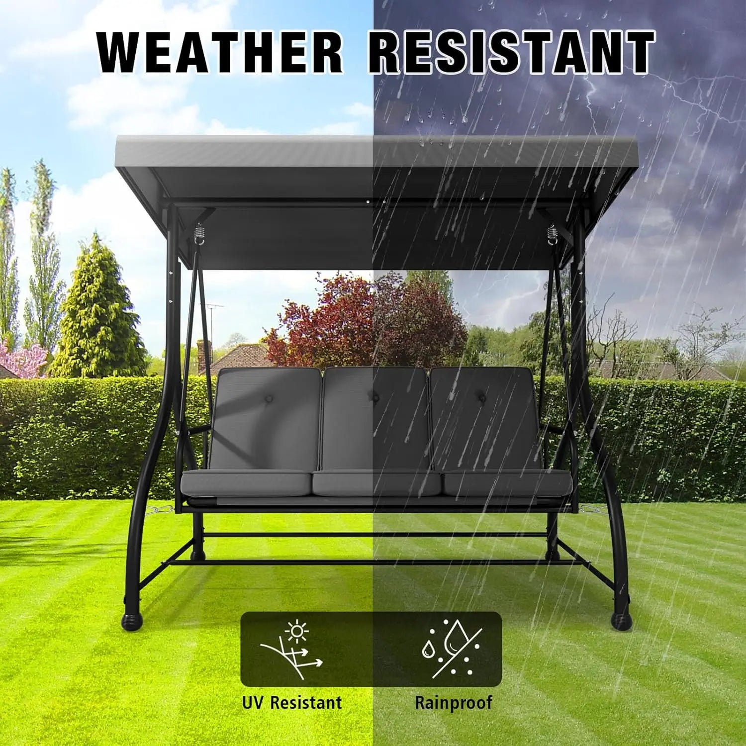 Outdoor Patio Swing Chair With Adjustable Canopy And Removable Cushion by S And B Enterprise