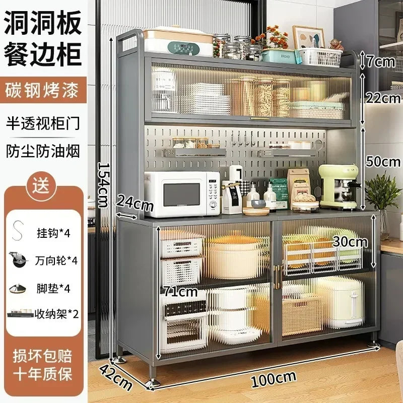 Modern Kitchen Cabinet Hutch Movable Full Door Glass Cabinet Storage Display Cupboards Multi-functional Cupboard Storage Door by S And B Enterprise