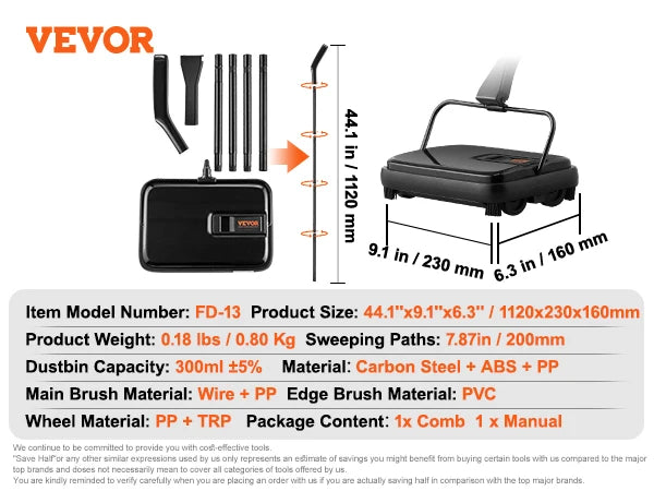 SucceBuy Manual Carpet Sweeper For Home Rugs And Wood Floors