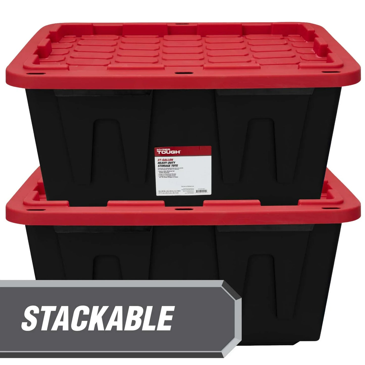 6 Pack 27 Gallon Large Storage Bins with Snap Lid Black And Red Heavy Duty Plastic Storage Containers for Home Organization by S And B Enterprise
