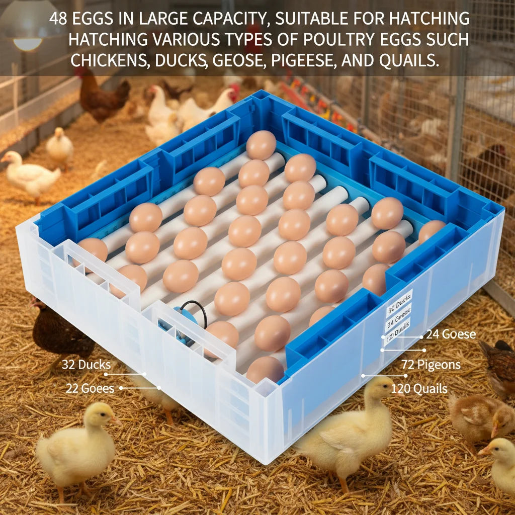 48 Egg Incubator With Automatic Turner Dual Power AC110V DC12V
