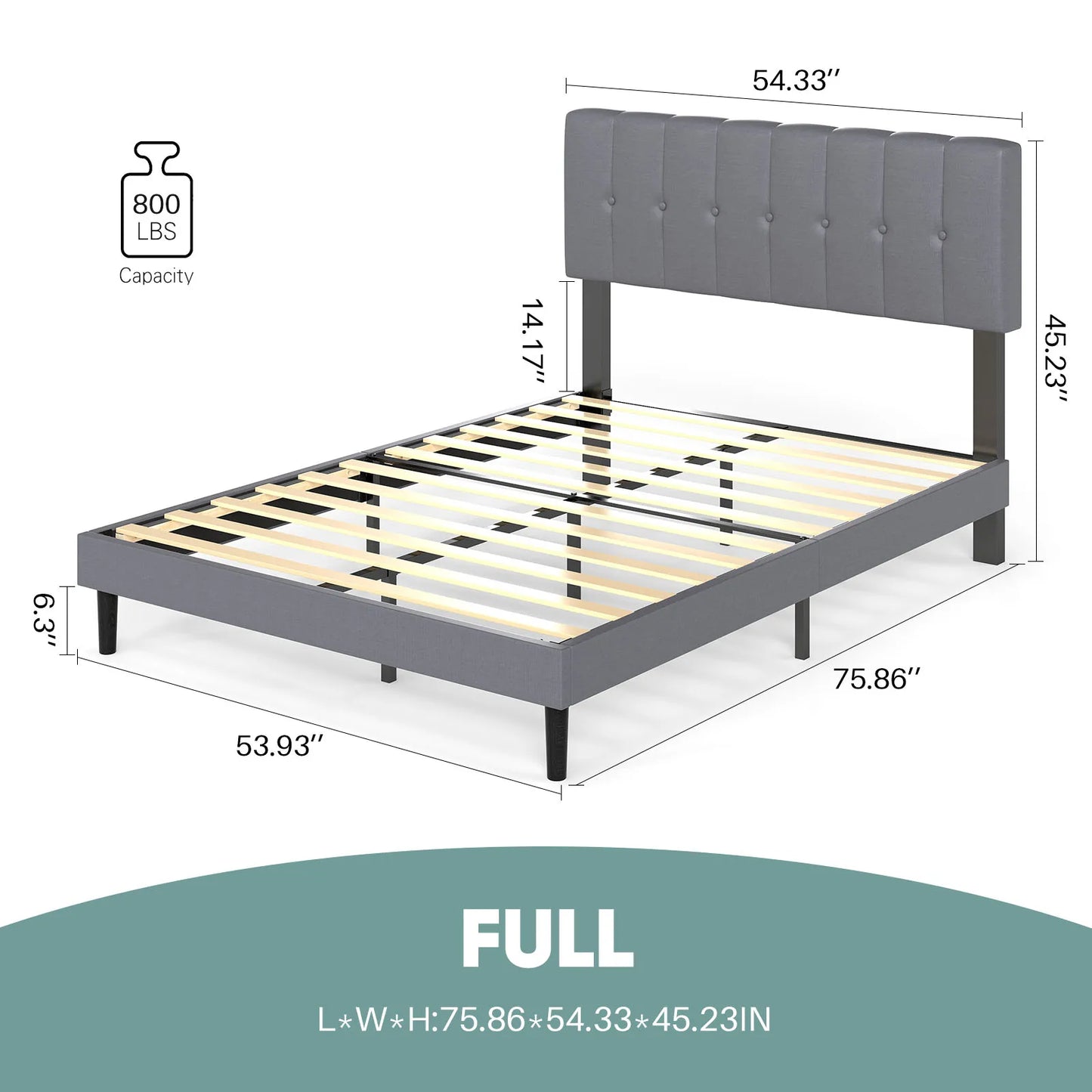 JHK Wooden Upholstered Platform Bed With Adjustable Headboard by S And B Enterprise