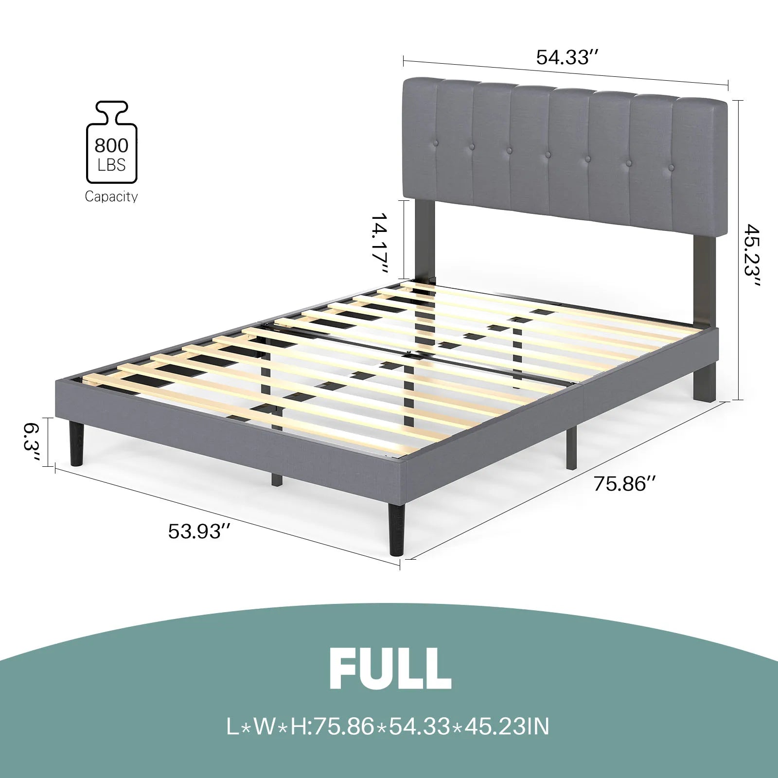 JHK Wooden Upholstered Platform Bed With Adjustable Headboard by S And B Enterprise