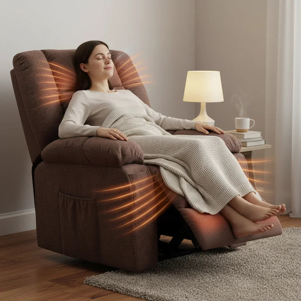 Power Lift Recliner Chair With Massage And Remote Side Pockets