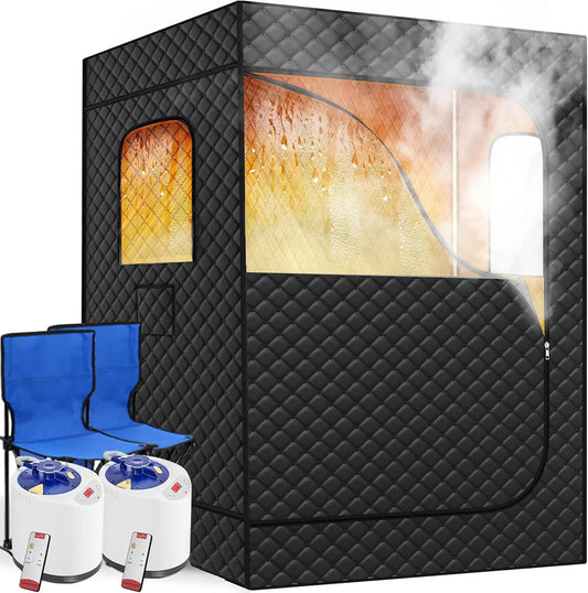 Portable Home Steam Sauna With Remote And Foldable Chairs