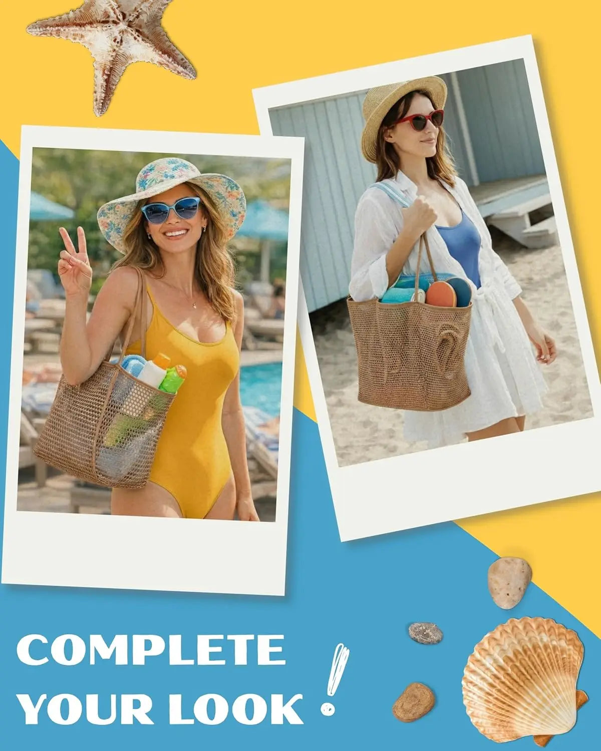 Waterproof Mesh Beach Tote Bag For Women Sandproof Travel Tote