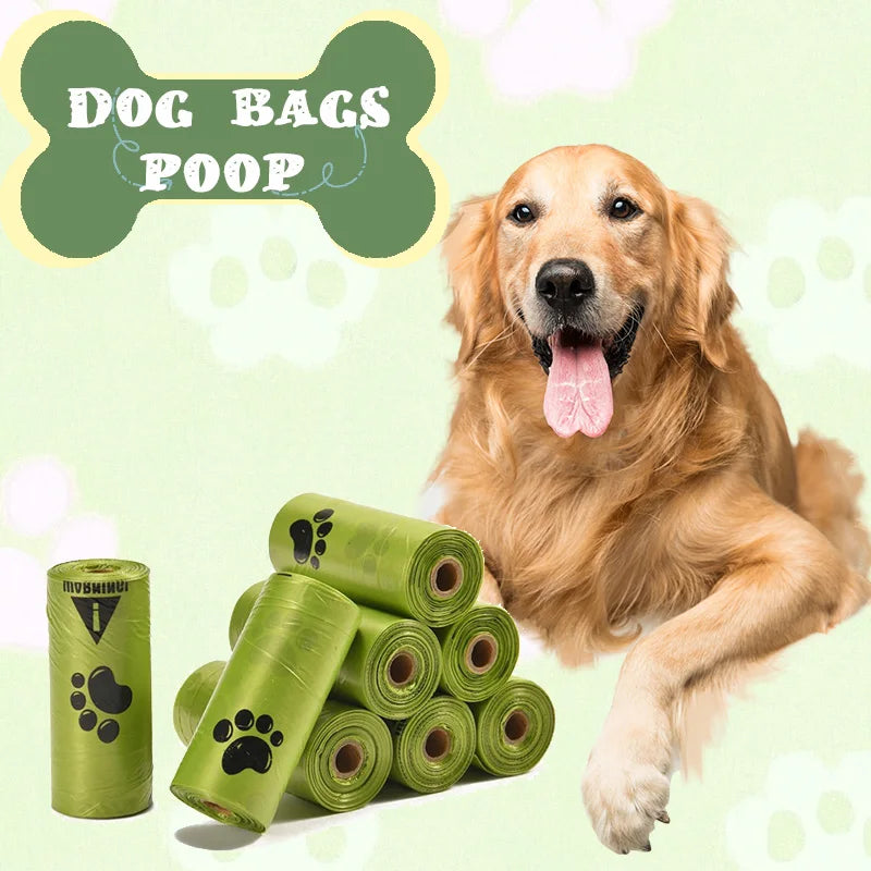 Dog poop bags by S And B Enterprise, 10-pack extra thick 22x30cm green bags with paw print design.
