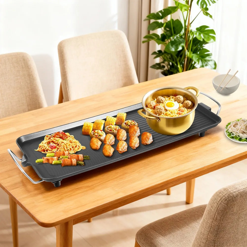 Electric griddle grill by S And B Enterprise, 68x28cm non-stick aluminum, 1500W, cooking noodles and skewers
