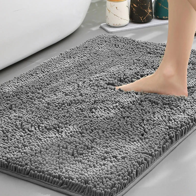 XM-Luvetoria Ultra Soft Chenille Bath Mat Super Absorbent Machine Washable