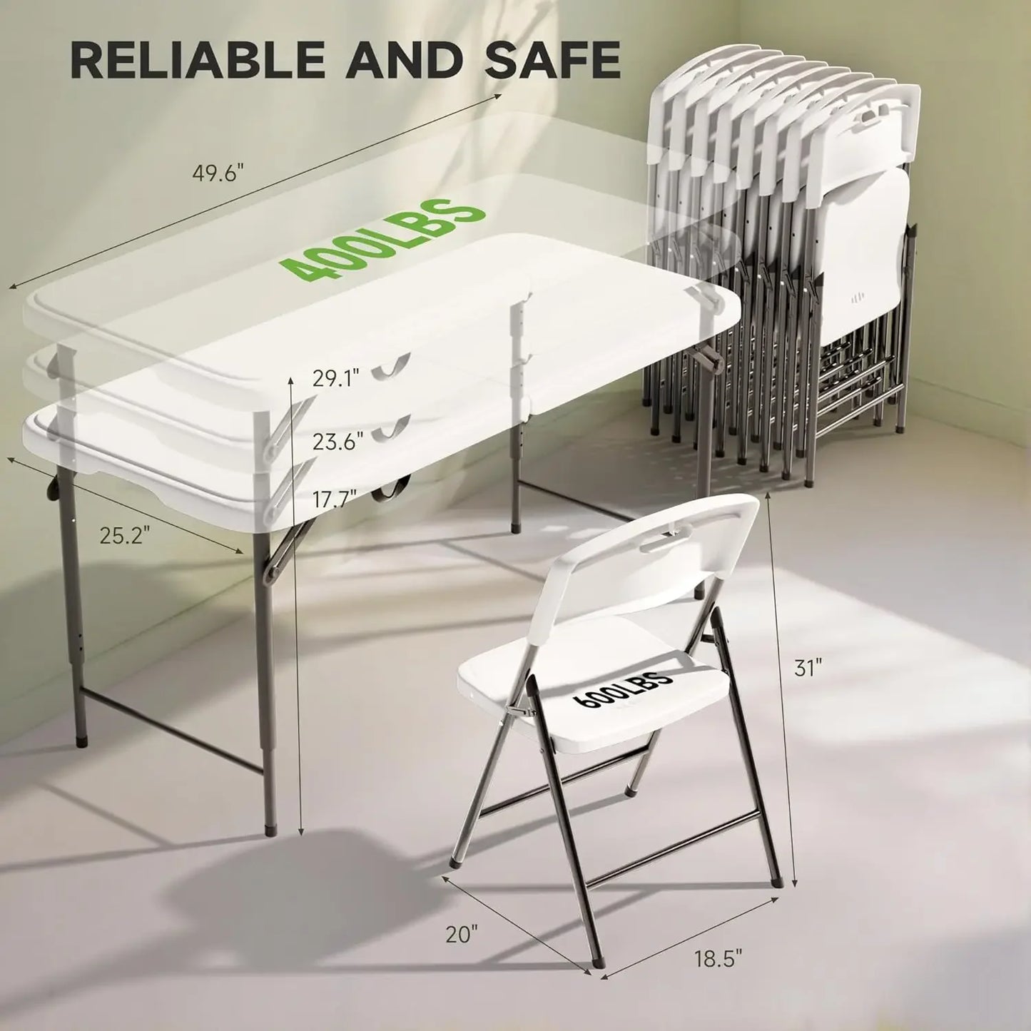 Portable Folding Table And Chair Set Heavy Duty For Indoor Outdoor Use