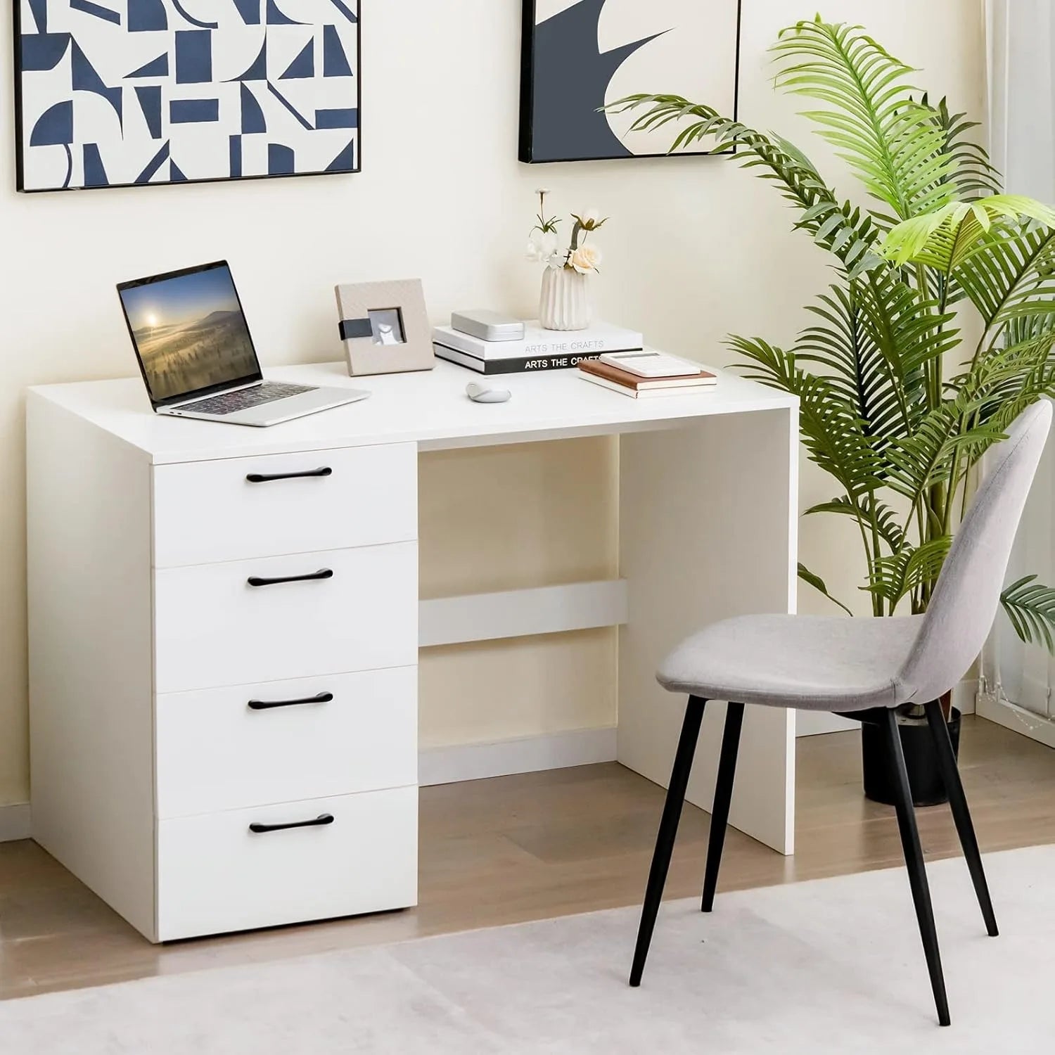 XIUWO Desk With Four Drawers Modern Writing Station by S And B Enterprise